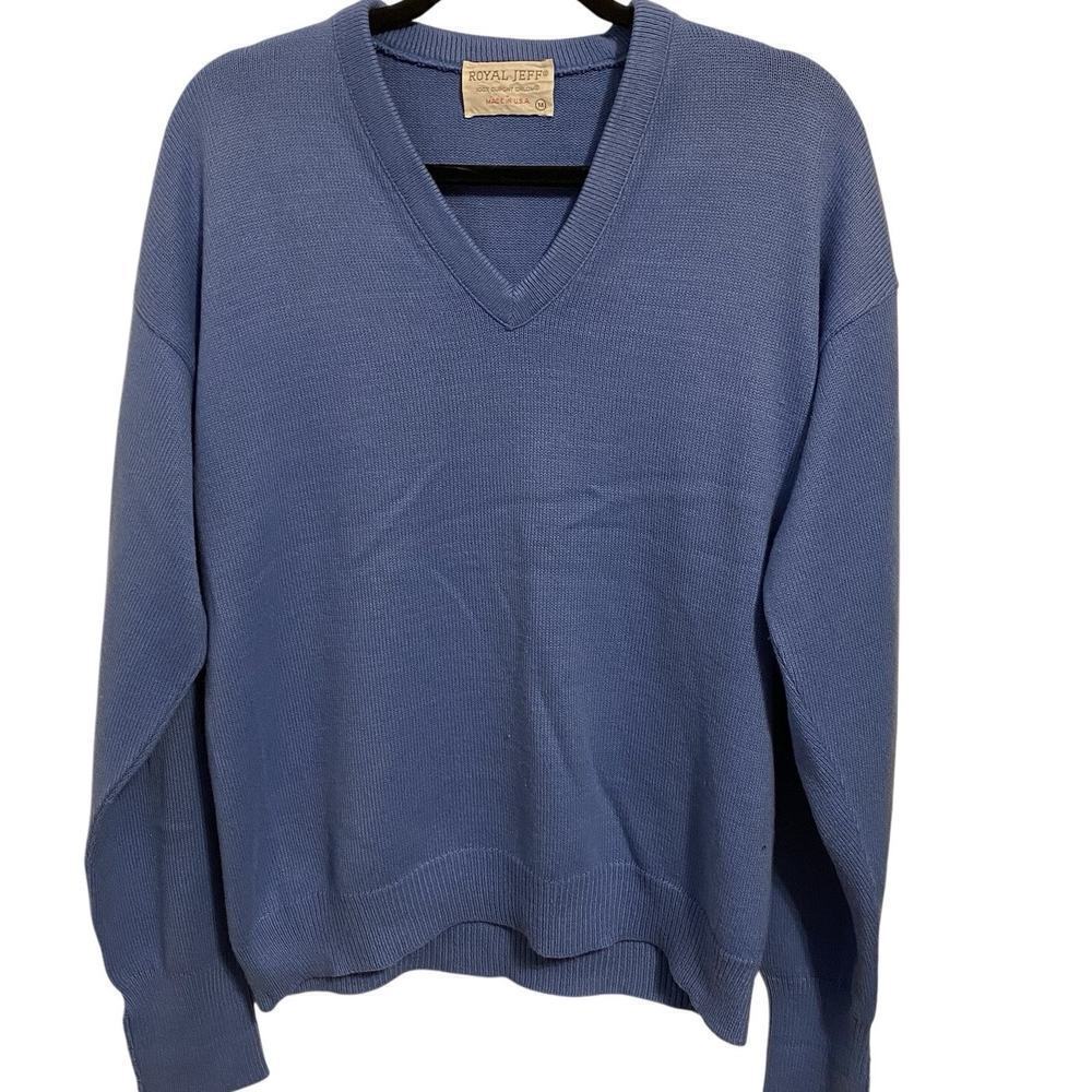 Vintage Royal Jeff Dupont Orlon Sweater Men’s M Blue USA Made Soft Quiet Luxury